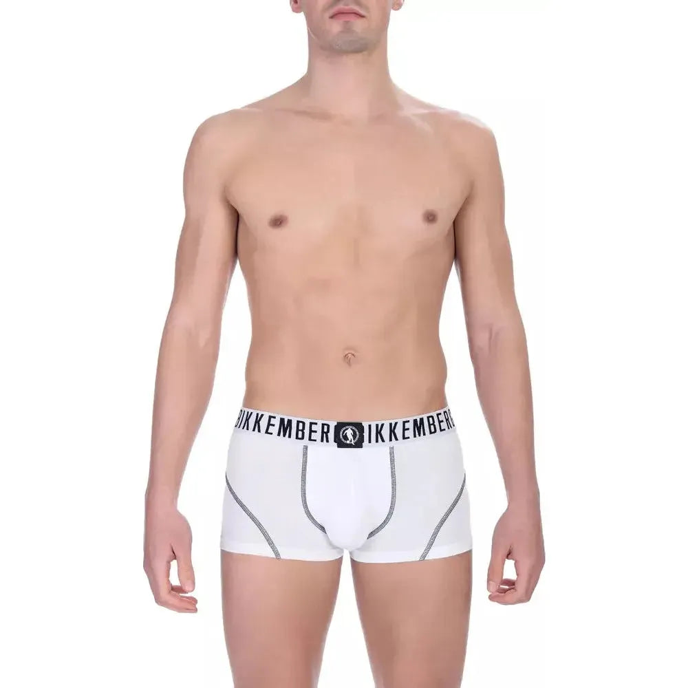Bikkembergs White Cotton Men's Trunk Underwear Pack 1728,67345744032,Bikkembergs,Boxers - Underwear - Clothing,Clothing,L,M,Men,Men - Clothing,New with tags,S,Underwear - Clothing,Underwear - Men - Clothing,White,XXL