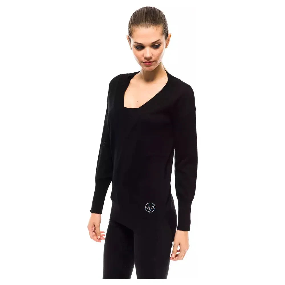 Montana Blu Black Wool Women Sweater Montana Blu Tan