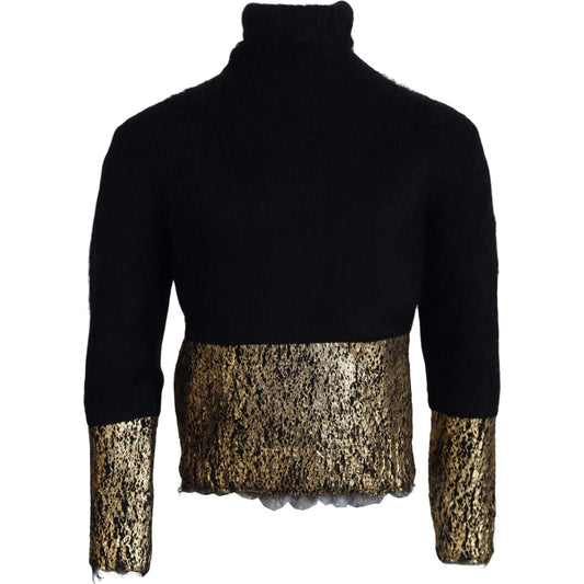 Dolce & Gabbana Black Gold Turtleneck Mohair Pullover Mens Sweater Dolce & Gabbana