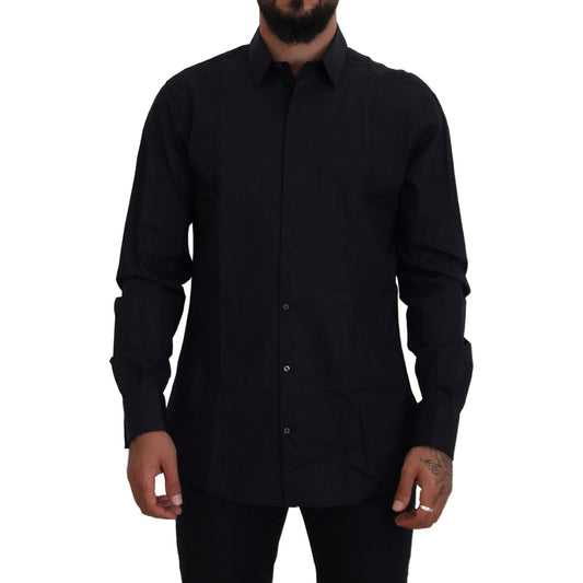 Dolce & Gabbana Black Gold Cotton Slim Fit Dress Mens Shirt Dolce & Gabbana
