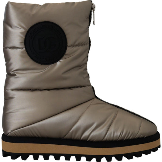 Dolce & Gabbana Silver Platino Mid Calf Designer Boots Dolce & Gabbana