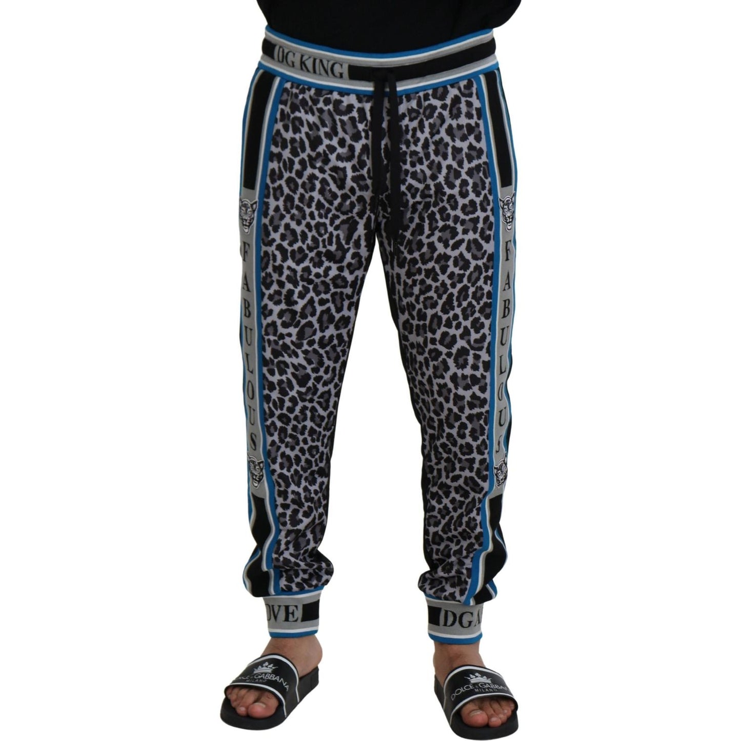 Dolce & Gabbana Multicolor DG King Leopard Print Jogger Pants 1728,67345645728,Athletic Pants - Pants - Clothing,Clothing,Dolce & Gabbana,IT52 | L,Jeans & Pants - Men - Clothing,Joggers (workout pants) - Sportswear - Clothing,Material: 100% Polyester,Men,