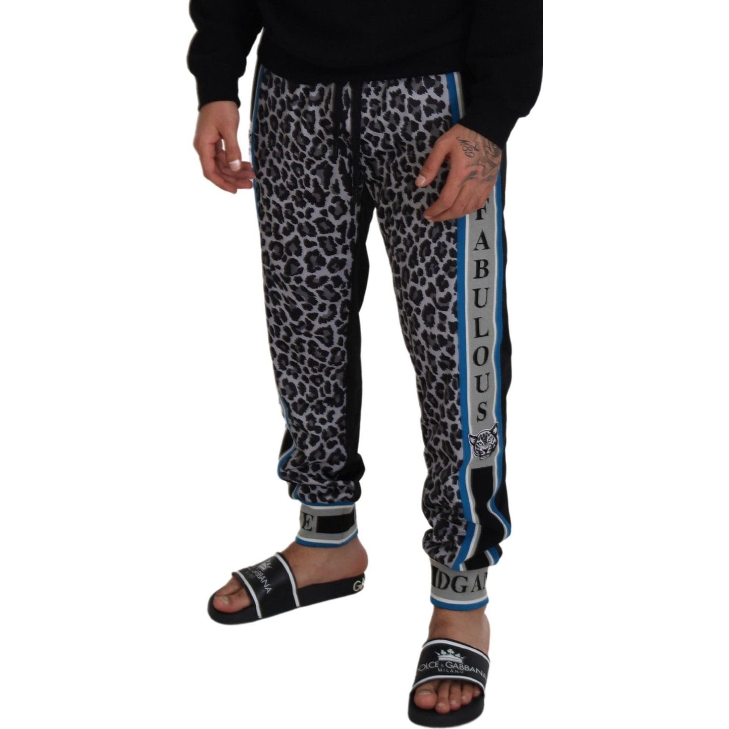 Dolce & Gabbana Multicolor DG King Leopard Print Jogger Pants 1728,67345645728,Athletic Pants - Pants - Clothing,Clothing,Dolce & Gabbana,IT52 | L,Jeans & Pants - Men - Clothing,Joggers (workout pants) - Sportswear - Clothing,Material: 100% Polyester,Men,