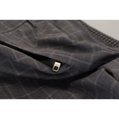 Dolce & Gabbana Grey Cotton Checkered Chino Pants
