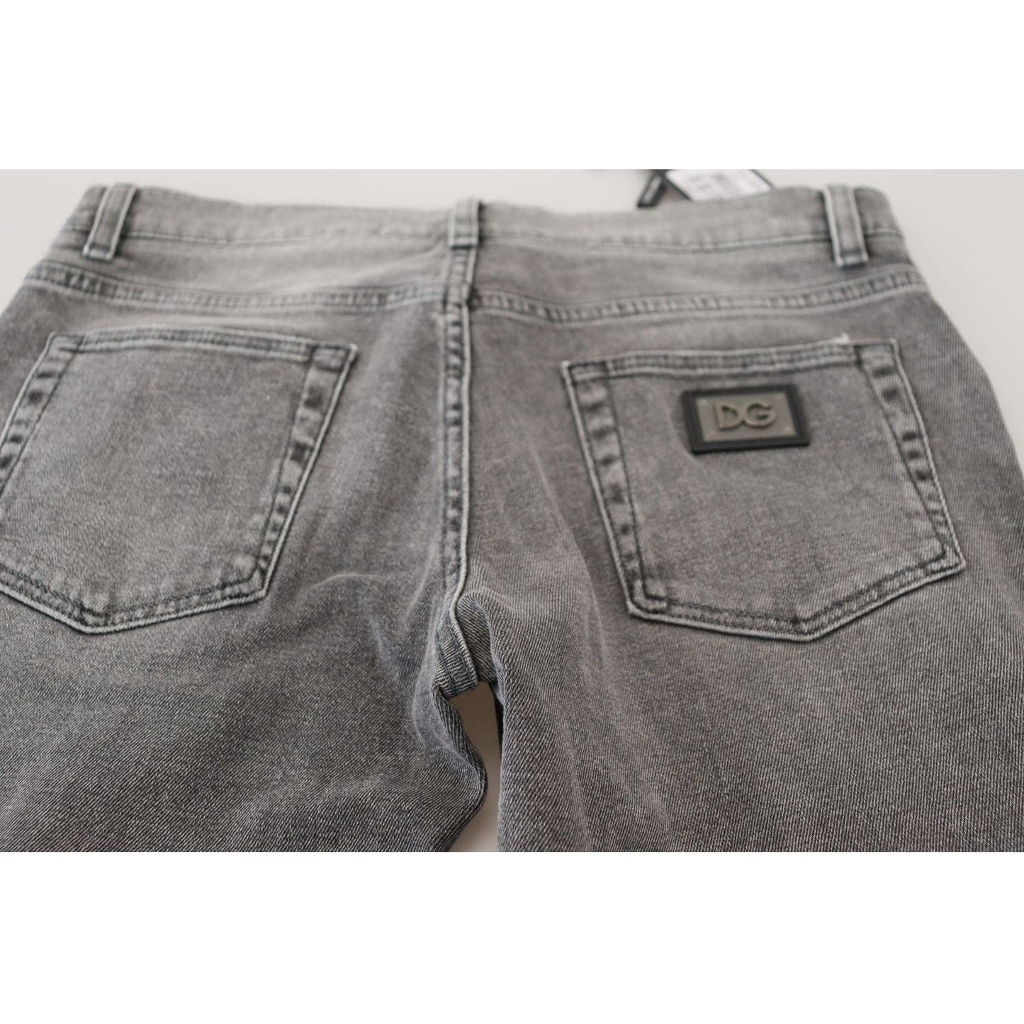 Dolce & Gabbana Grey Washed Cotton Skinny Denim Jeans