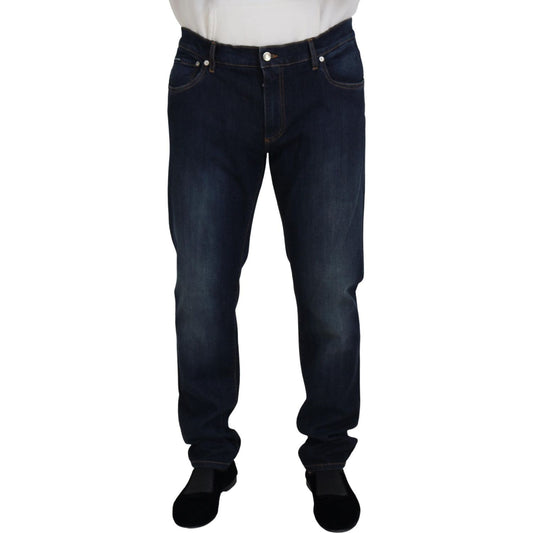Dolce & Gabbana Blue Cotton Straight Fit Casual Denim Jeans