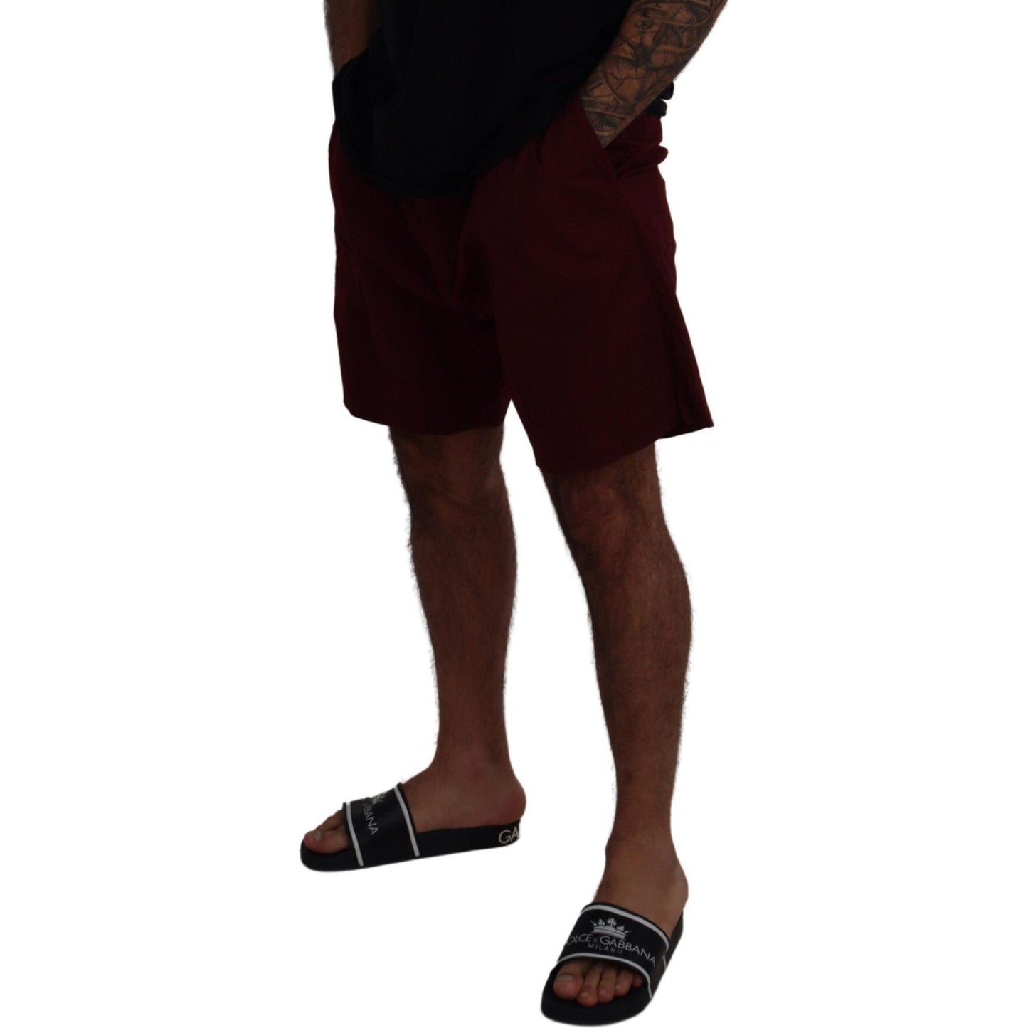 Dolce & Gabbana Maroon Cotton Bermuda Casual Shorts