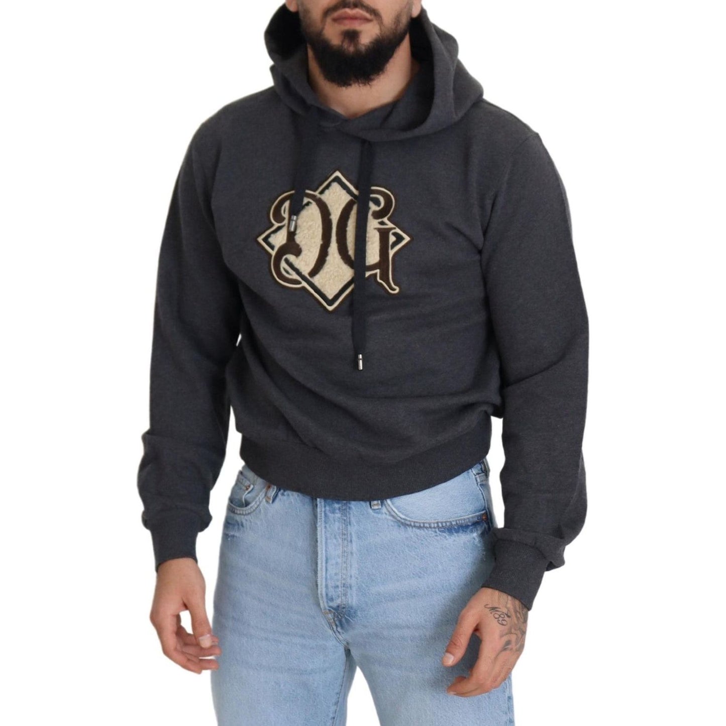 Dolce & Gabbana Elegant Grey Cotton Hooded Sweatshirt Dolce & Gabbana