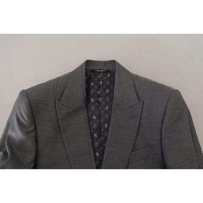 Dolce & Gabbana Gray Wool Silk Slim Fit Jacket Blazer