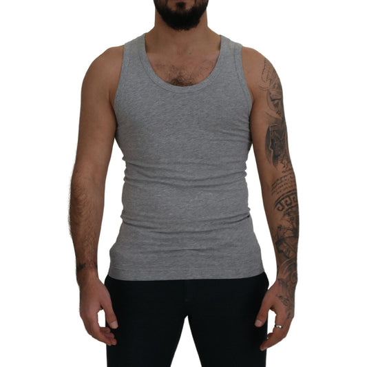 Dolce & Gabbana Sleek Sleeveless Grey Cotton Tank Top Dolce & Gabbana