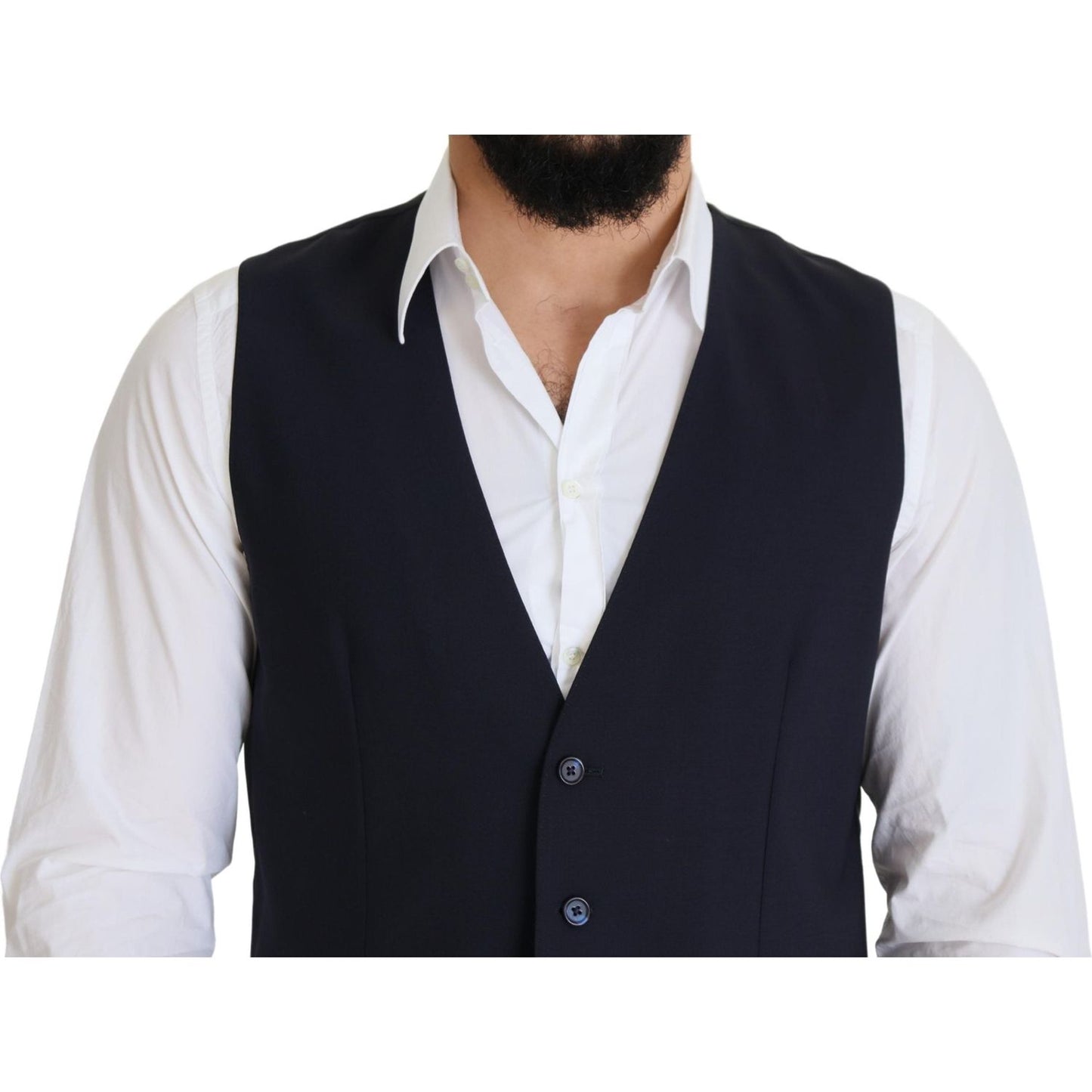 Dolce & Gabbana Elegant Dark Blue Formal Dress Vest Dolce & Gabbana