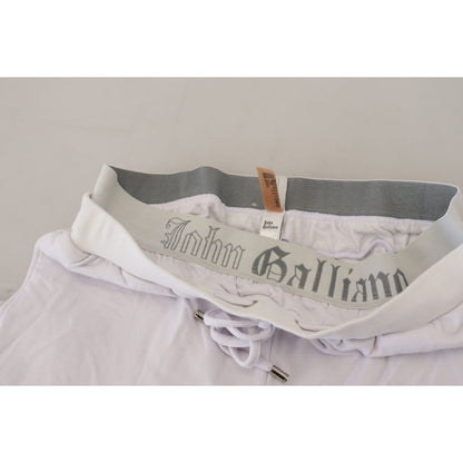 John Galliano White Cotton Logo Mens Jogger Pants