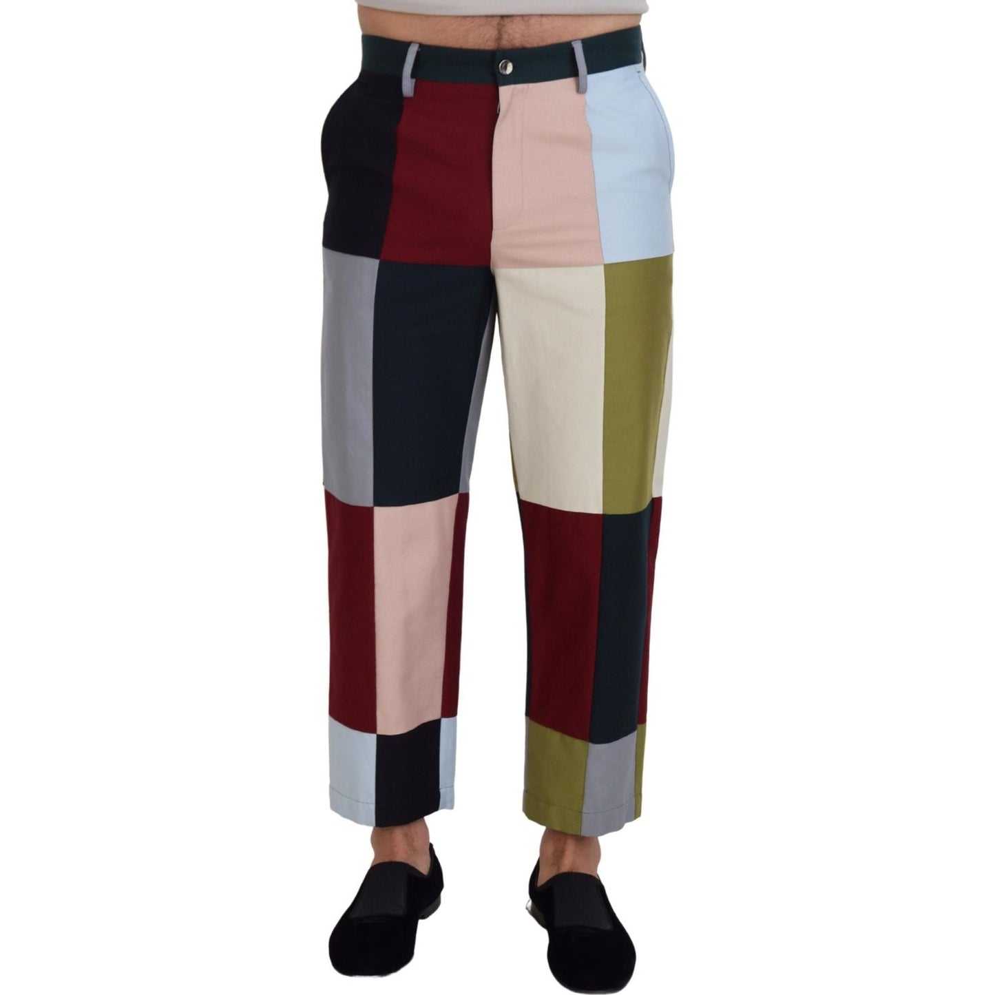 Dolce & Gabbana Multicolor Cotton Patchwork Pants 1728,67345645728,Clothing,Cropped Pants - Pants - Clothing,Dolce & Gabbana,IT48 | M,Jeans & Pants - Men - Clothing,Material: 97% Cotton 3% Elastane,Men,Men - Clothing,Multicolor,New with tags,Pants - Cloth