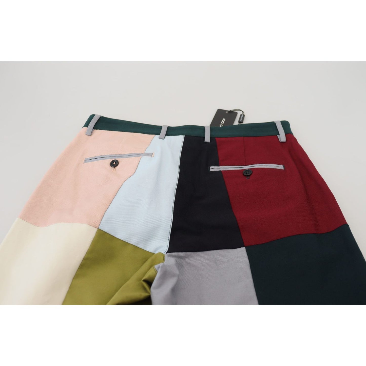 Dolce & Gabbana Multicolor Cotton Patchwork Pants 1728,67345645728,Clothing,Cropped Pants - Pants - Clothing,Dolce & Gabbana,IT48 | M,Jeans & Pants - Men - Clothing,Material: 97% Cotton 3% Elastane,Men,Men - Clothing,Multicolor,New with tags,Pants - Cloth