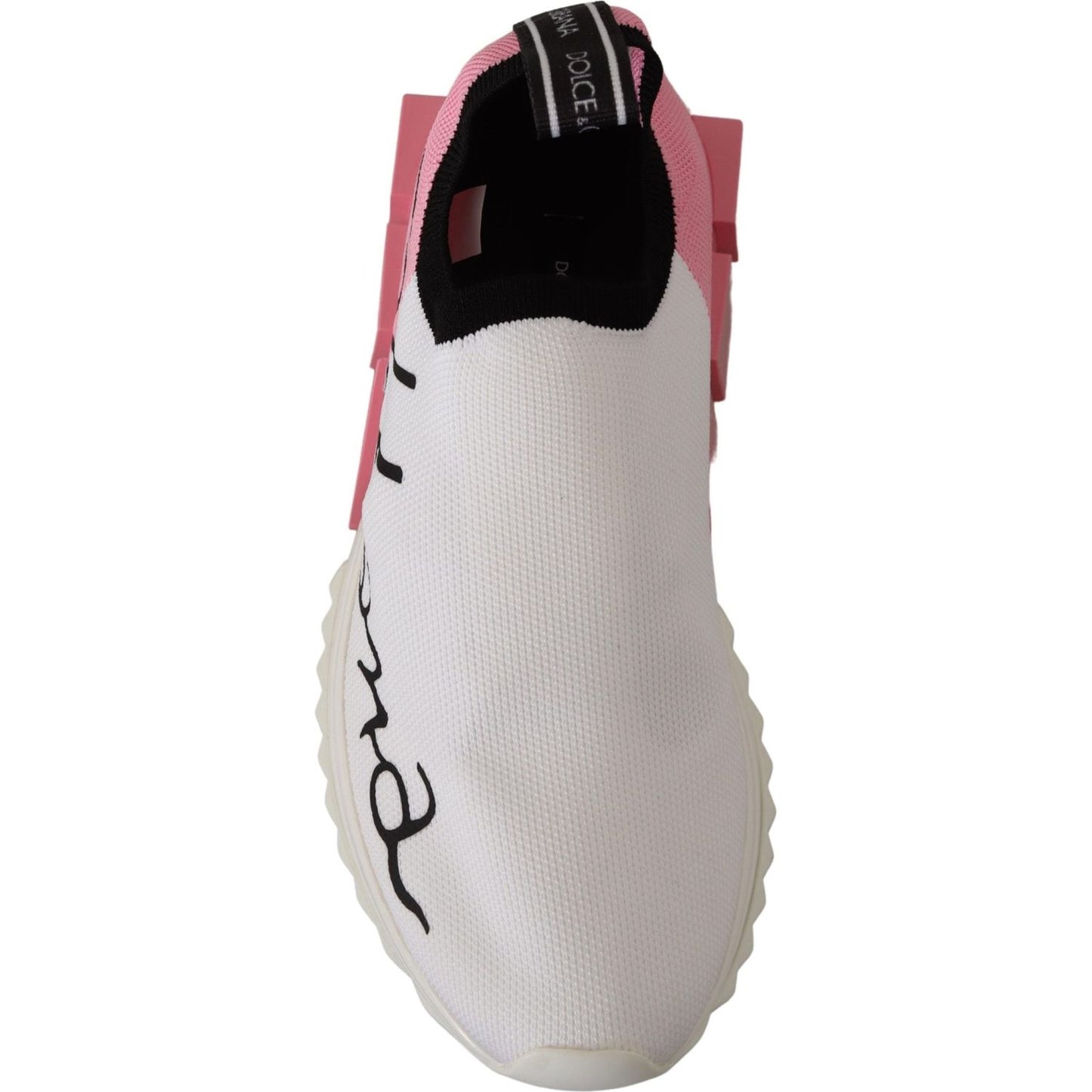 Dolce & Gabbana Elegant Sorrento Slip-On Sneakers in White & Pink Dolce & Gabbana