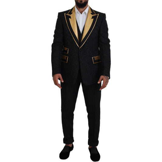 Dolce & Gabbana Black Gold Fantasy Tuxedo Slim Fit Suit Dolce & Gabbana
