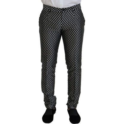 Dolce & Gabbana Black White Silk MARTINI Slim Fit Suit
