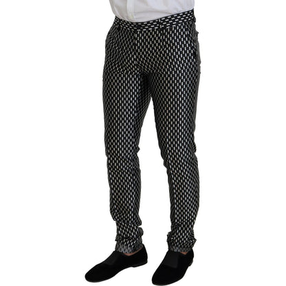 Dolce & Gabbana Black White Silk MARTINI Slim Fit Suit