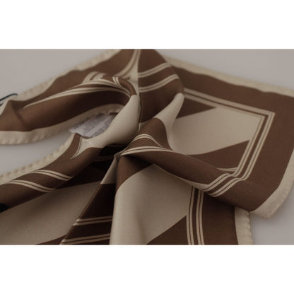 Dolce & Gabbana Brown Stripes DG Logo Square Mens Handkerchief Scarf