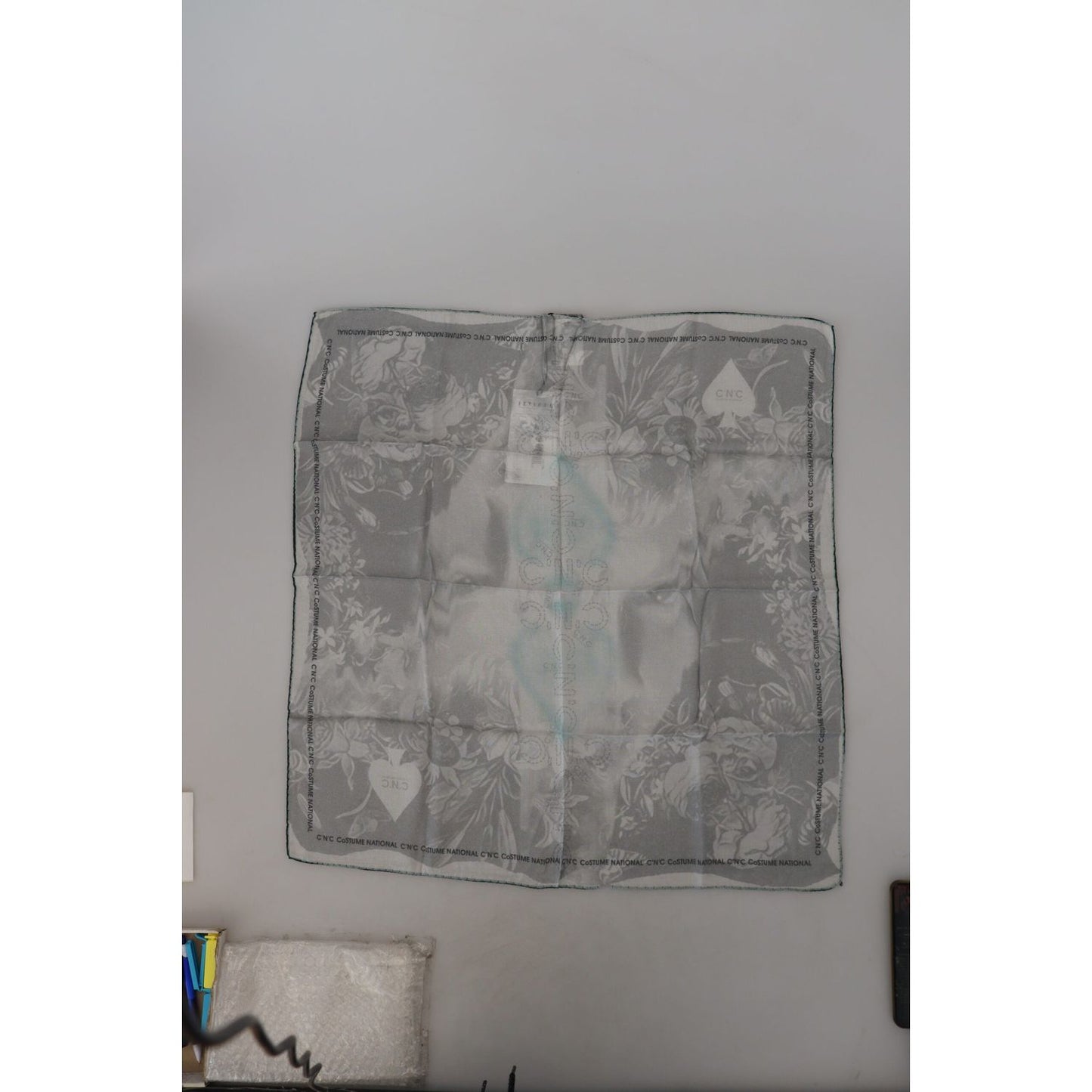 Costume National Gray Print Shawl Foulard Branded Scarf