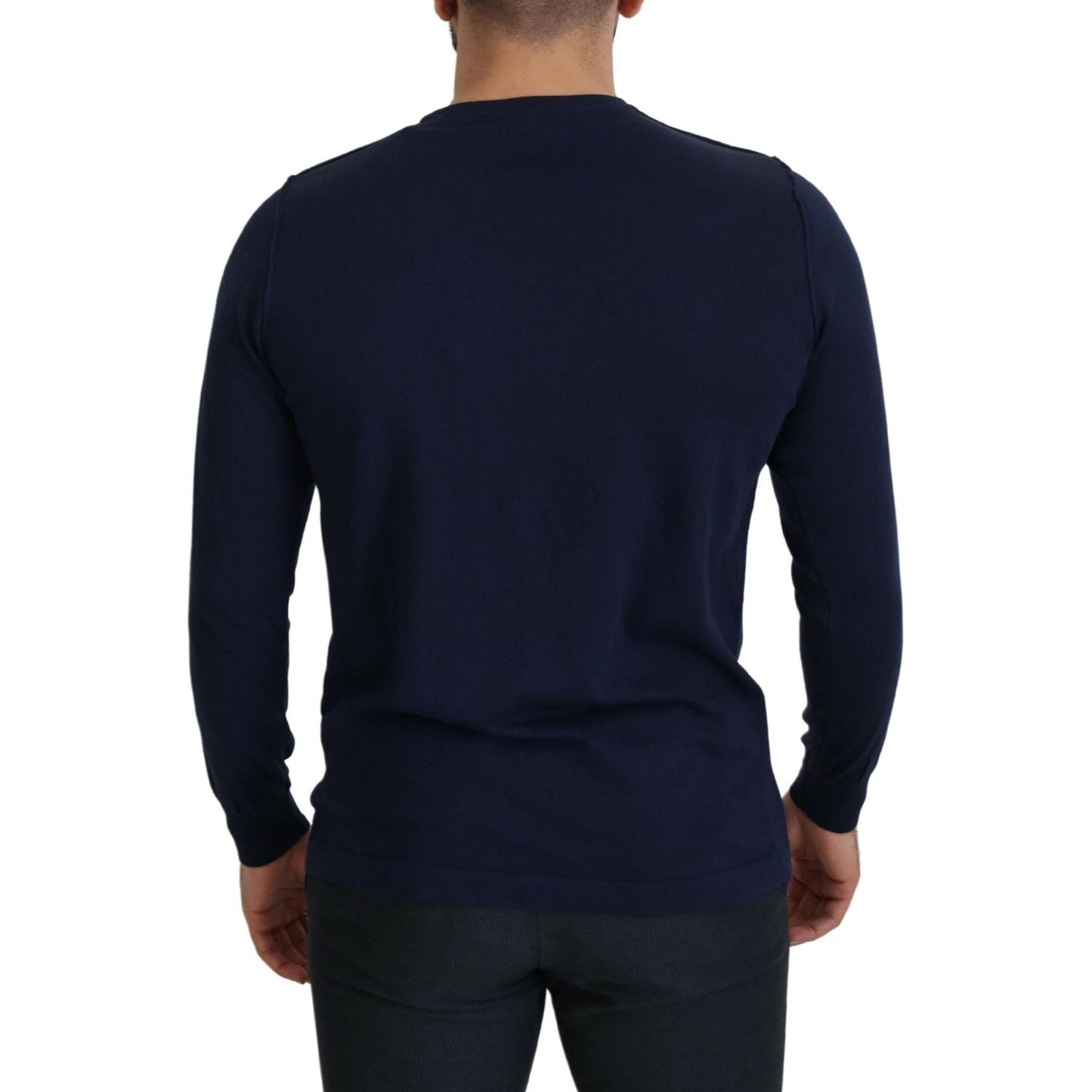 Paolo Pecora Milano Authentic Crewneck Blue Pullover Sweater Paolo Pecora Milano