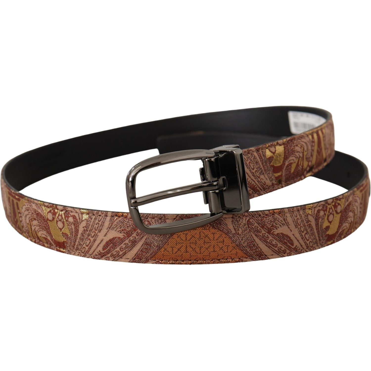 Dolce & Gabbana Multicolor Embossed Leather Black Metal Buckle Belt