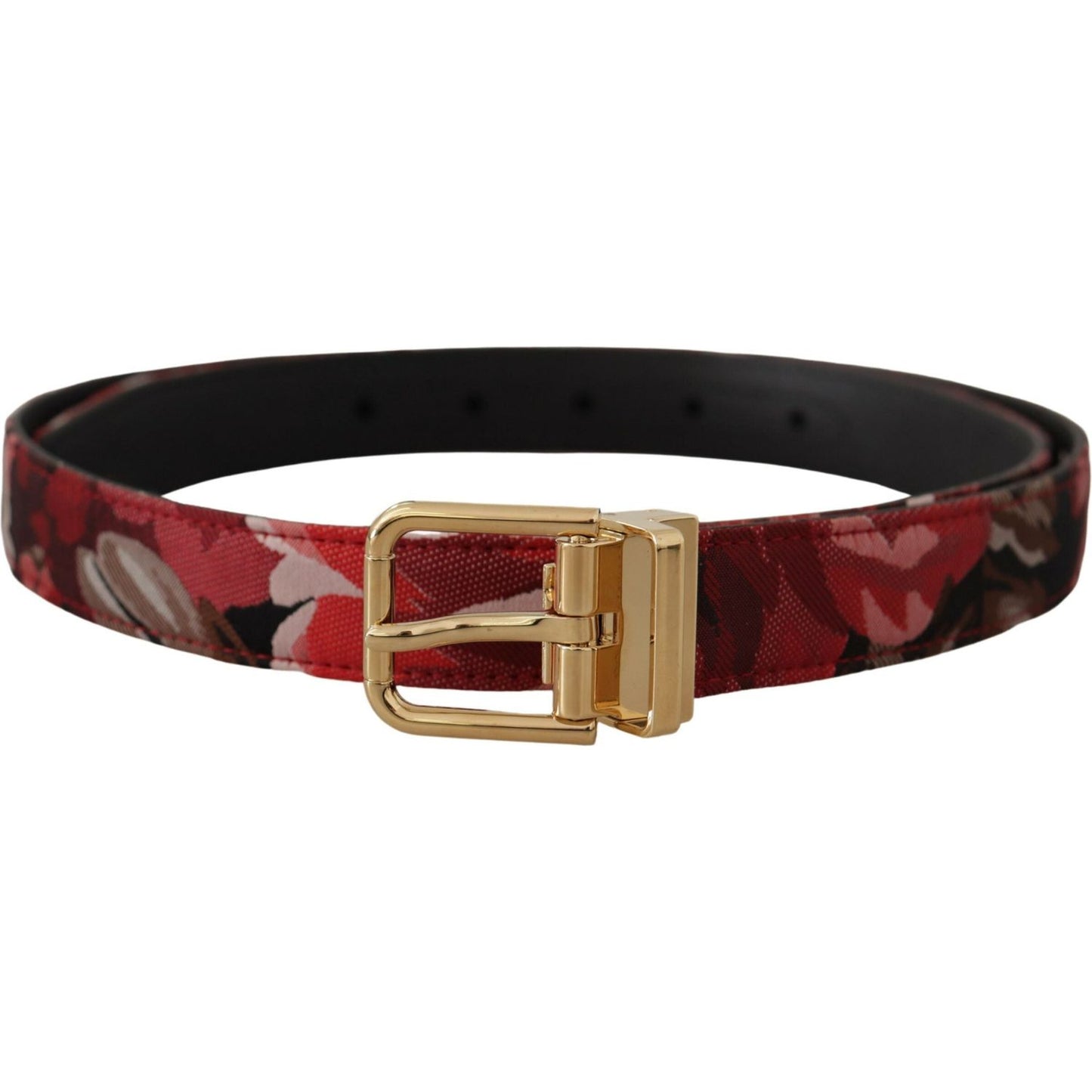 Dolce & Gabbana Red Multicolor Leather Belt with Gold-Tone Buckle Dolce & Gabbana