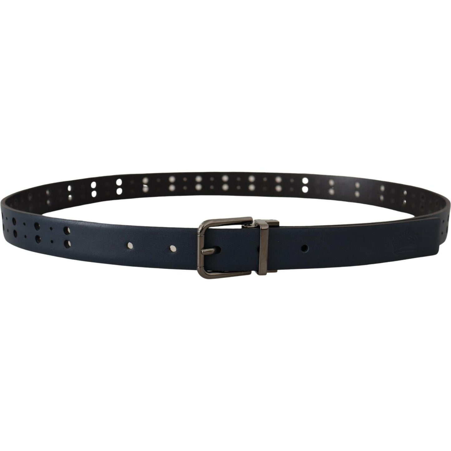 Dolce & Gabbana Elegant Blue Leather Belt with Metal Buckle Dolce & Gabbana