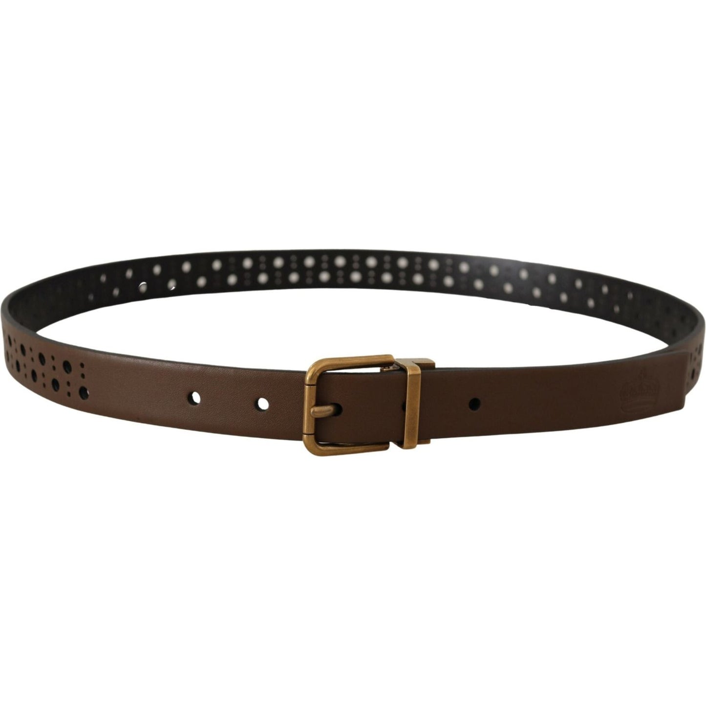 Dolce & Gabbana Elegant Brown Leather Belt with Golden Buckle Dolce & Gabbana