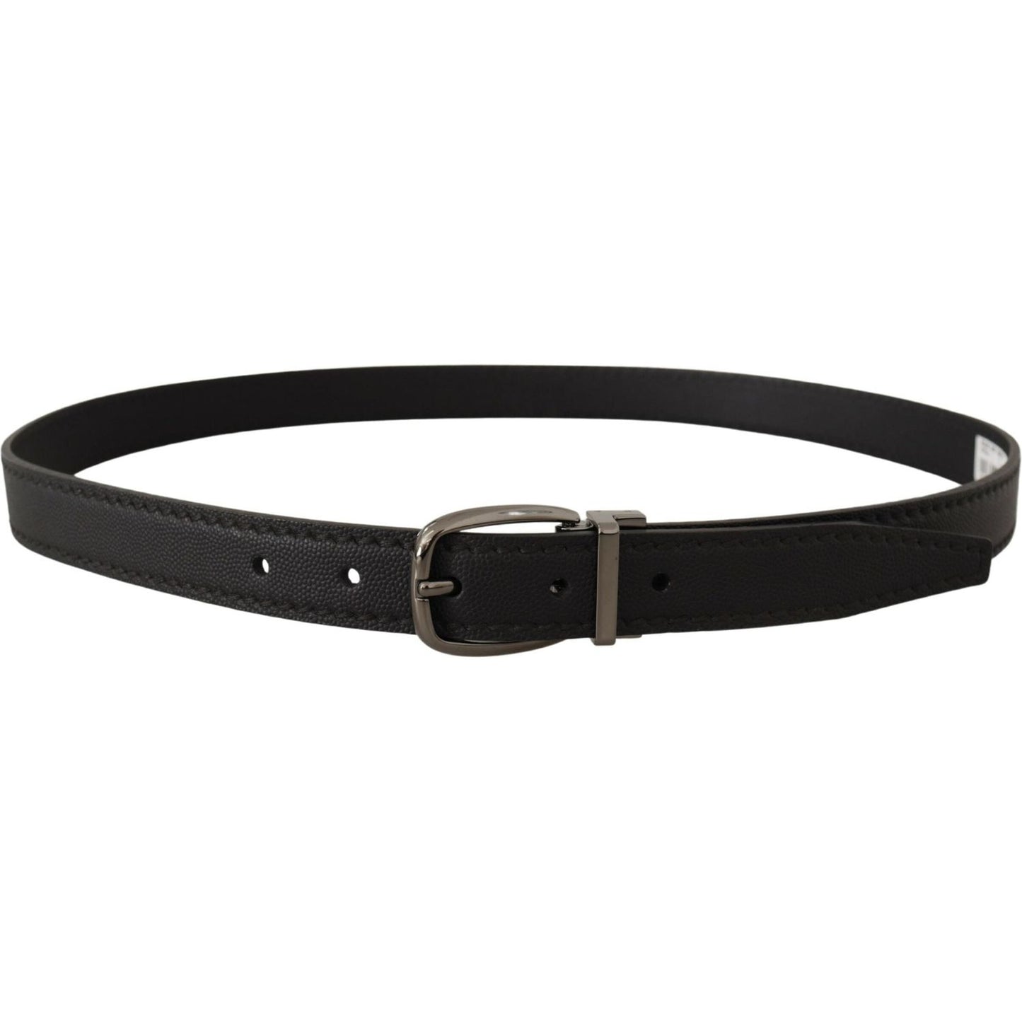 Dolce & Gabbana Black Leather Metal Logo Buckle Belt