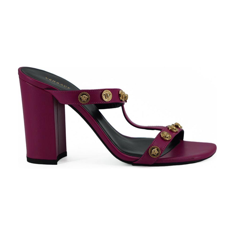 Versace Elegant Purple Calf Leather High Sandals Versace