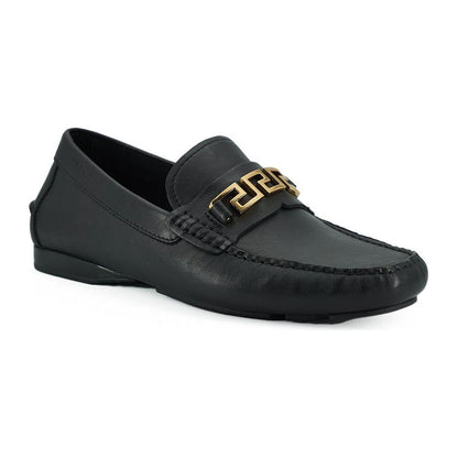 Versace Black Calf Leather Loafers Shoes