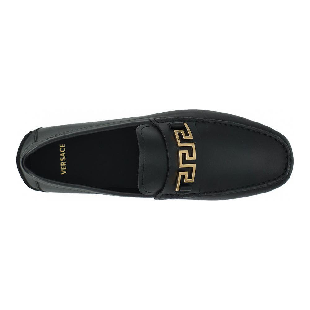 Versace Black Calf Leather Loafers Shoes