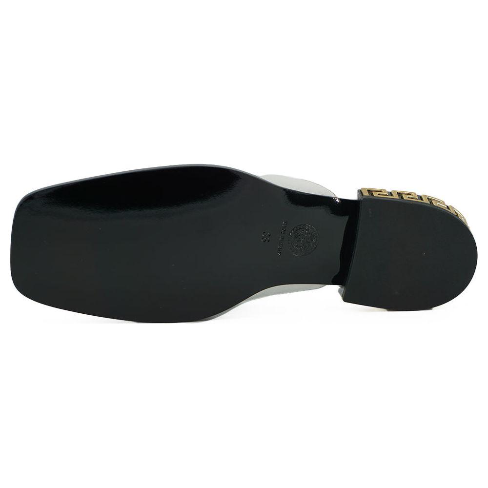 Versace Elegant White Leather Flat Slides Versace