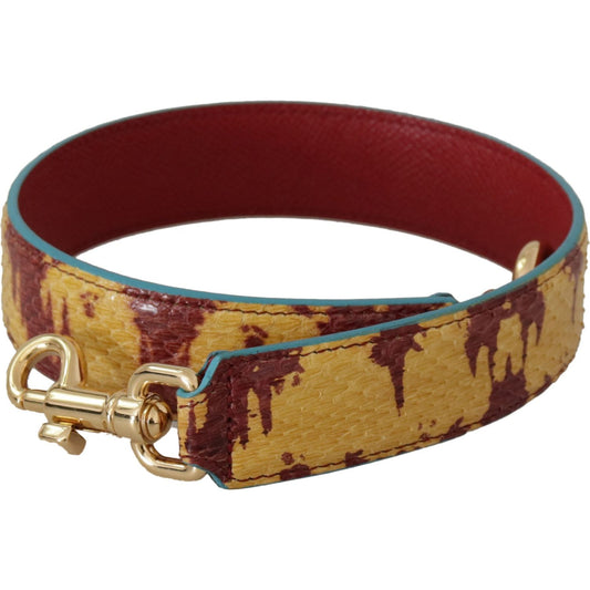 Dolce & Gabbana Yellow Red Leather Gold Tone Shoulder Strap 1728,67345645728,Bags,Dolce & Gabbana,Leather Accessories - Women - Bags,Material: 100% Ayers Leather,New with tags,Shoulder Straps - Bags,Women,Women - Bags,Yellow