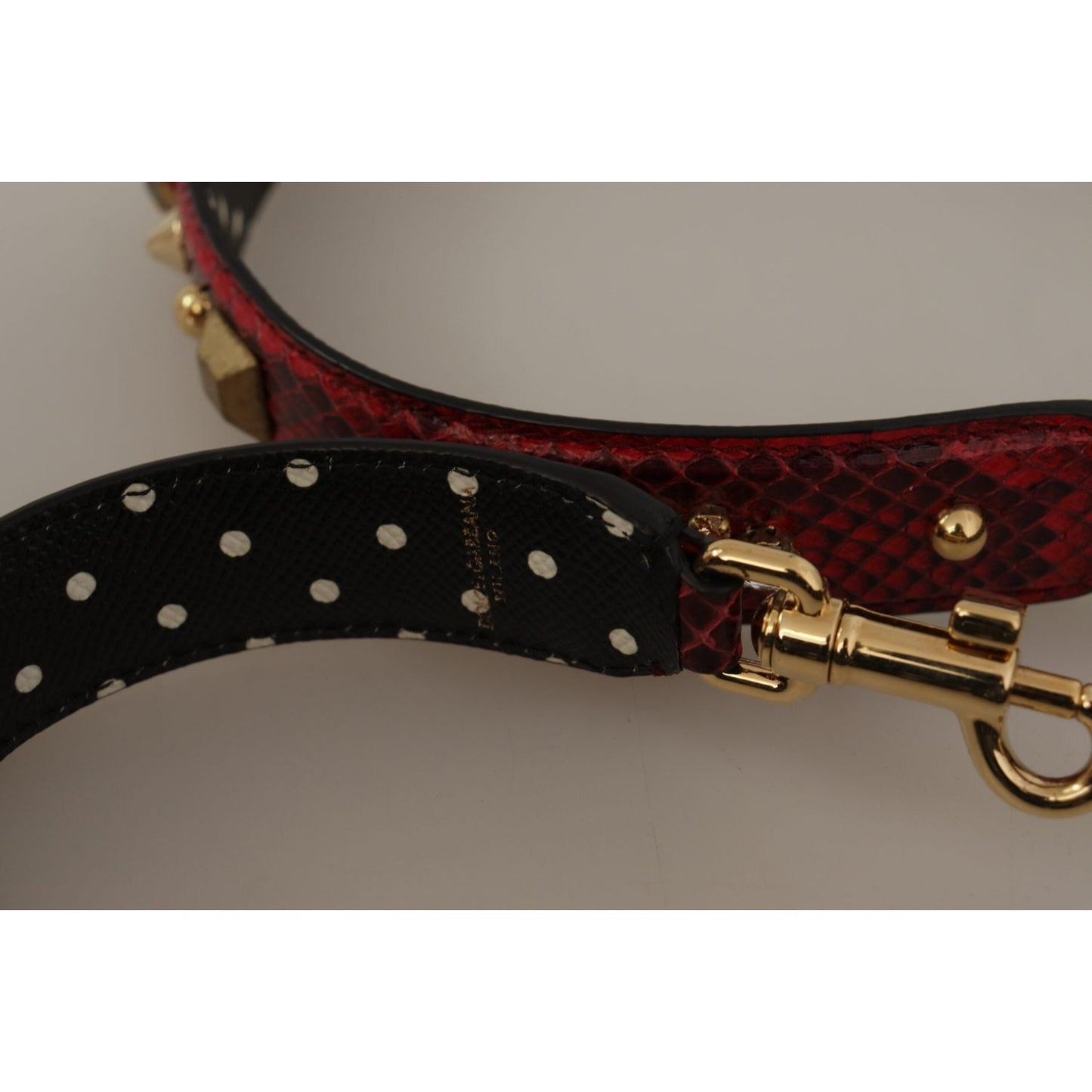 Dolce & Gabbana Red Python Leather Crystals Reversible Shoulder Strap 1728,67345645728,Bags,Dolce & Gabbana,Leather Accessories - Women - Bags,Material: 100% Python Leather,New with tags,Red,Shoulder Straps - Bags,Women,Women - Bags