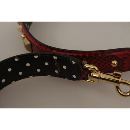 Dolce & Gabbana Red Python Leather Crystals Reversible Shoulder Strap 1728,67345645728,Bags,Dolce & Gabbana,Leather Accessories - Women - Bags,Material: 100% Python Leather,New with tags,Red,Shoulder Straps - Bags,Women,Women - Bags