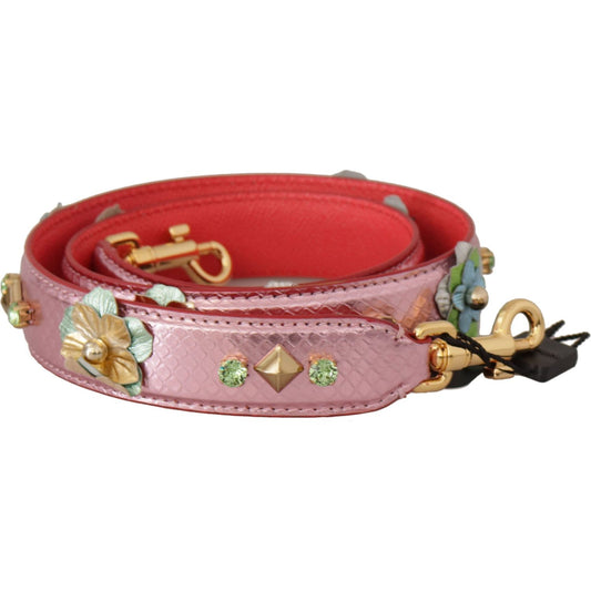 Dolce & Gabbana Metallic Pink Leather Studded Shoulder Strap 1728,67345645728,Bags,Dolce & Gabbana,Leather Accessories - Women - Bags,Material: 100% Leather,New with tags,Pink,Shoulder Straps - Bags,Women,Women - Bags