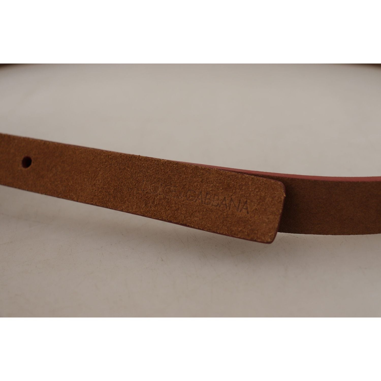 Dolce & Gabbana Brown Logo Engraved Metal Waist Buckle Belt