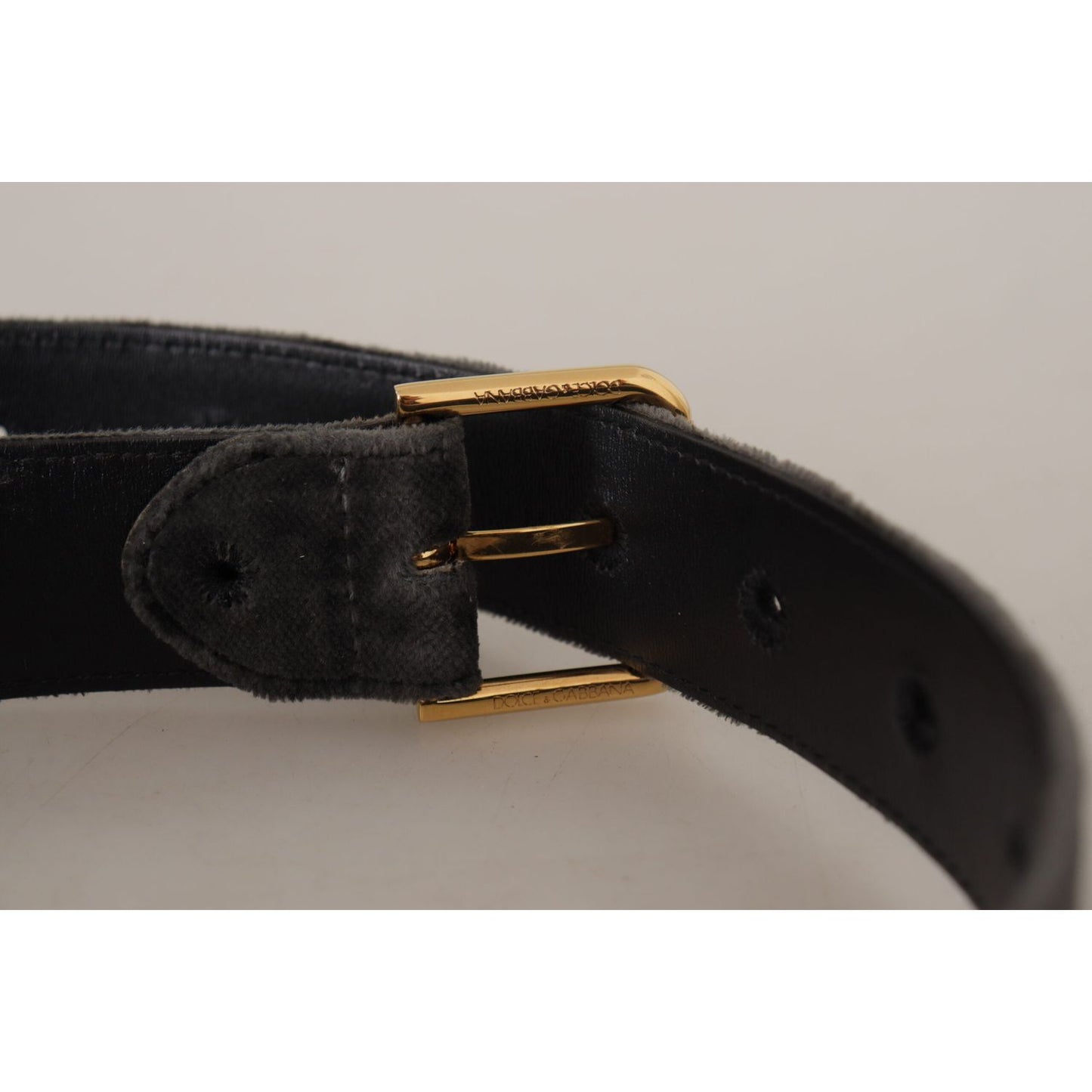 Dolce & Gabbana Elegant Velvet Belt with Engraved Buckle Dolce & Gabbana