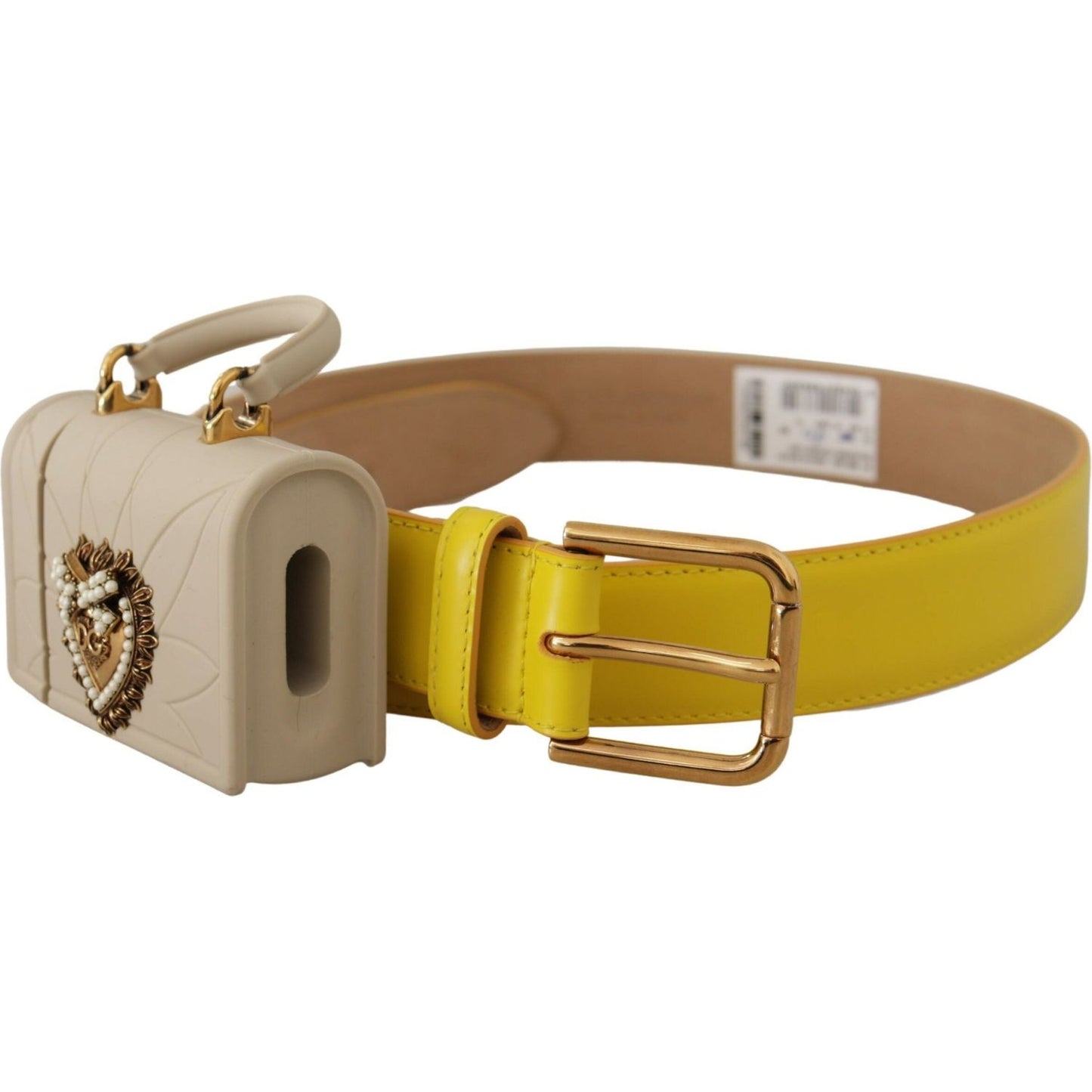 Dolce & Gabbana Chic Yellow Leather Belt with Headphone Case Dolce & Gabbana