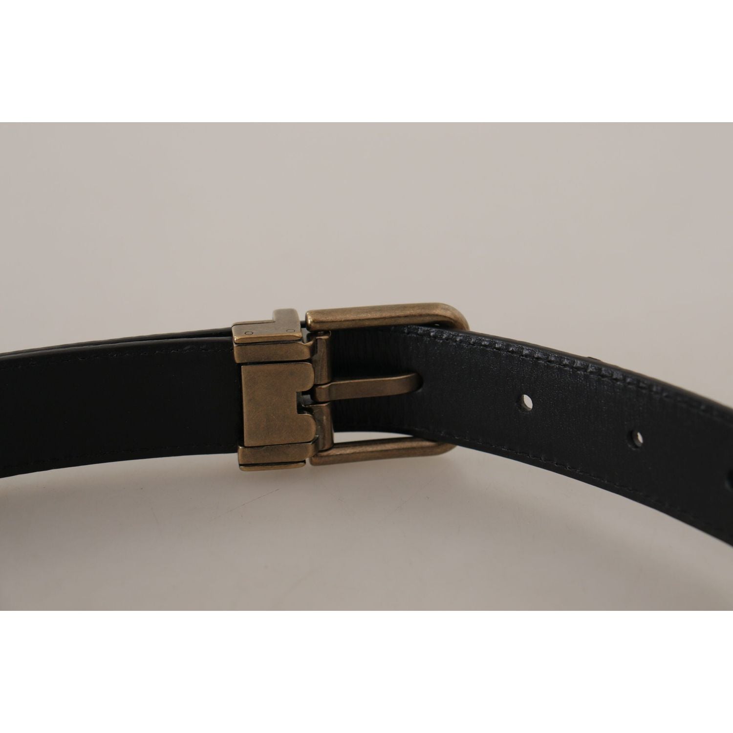 Dolce & Gabbana Brown Leather Leopard Print Bronze Metal Buckle Belt
