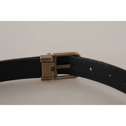 Dolce & Gabbana Brown Leather Leopard Print Bronze Metal Buckle Belt