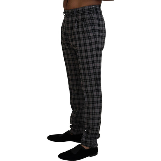 BENCIVENGA Elegant Gray Checked Gentleman's Chinos BENCIVENGA