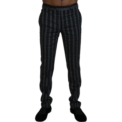 BENCIVENGA Gray Checkered Slim Fit Men Pants