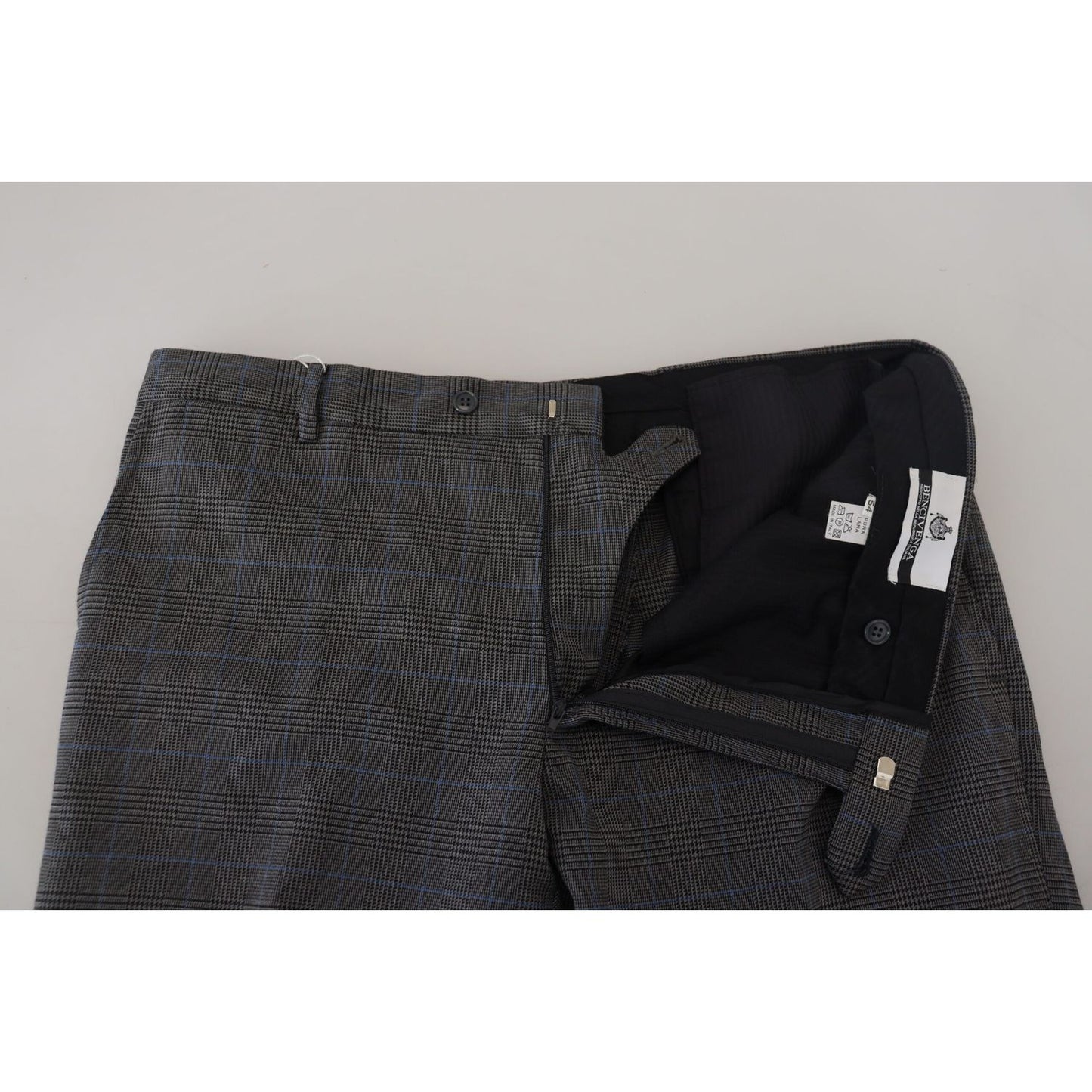 BENCIVENGA Elegant Checkered Wool Dress Pants for Men BENCIVENGA