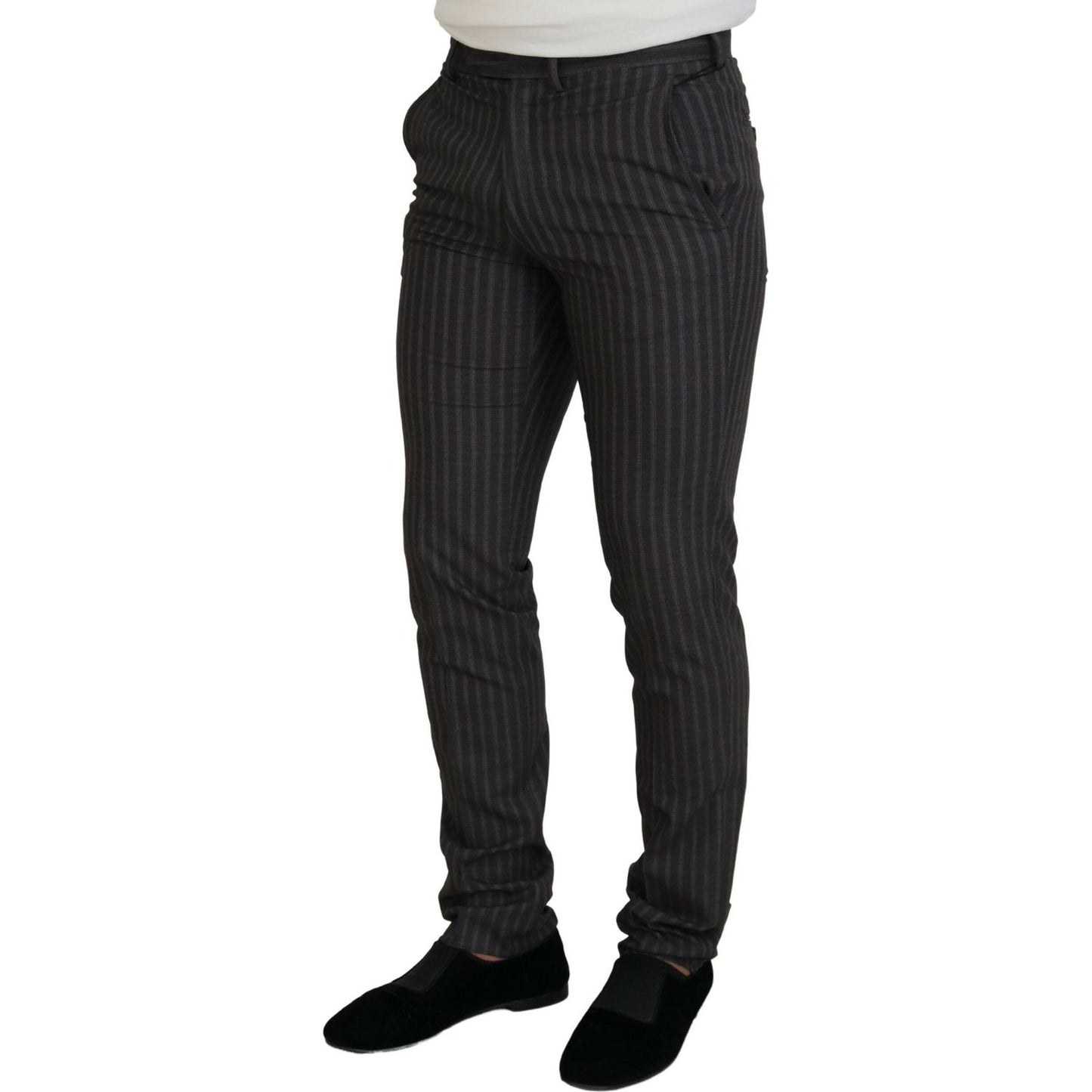BENCIVENGA Brown Stripes Slim Fit Men Pants