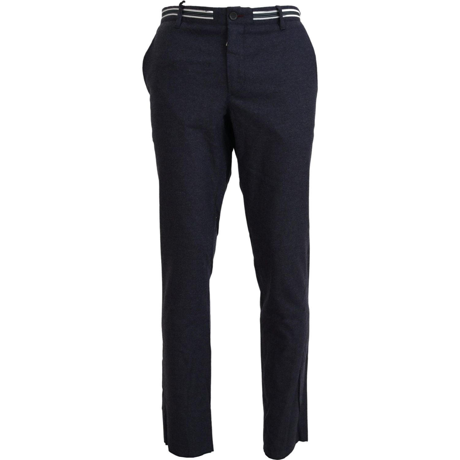 Domenico Tagliente Black Polyester Tapered Dress Pants