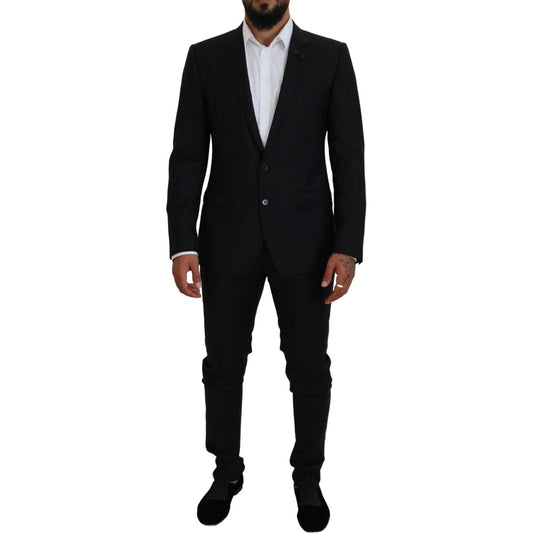 Dolce & Gabbana Sleek Black Two-Piece Wool Martini Suit Dolce & Gabbana Black