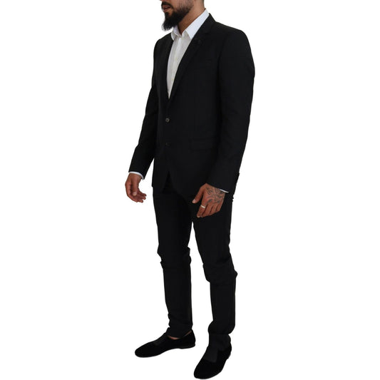 Dolce & Gabbana Sleek Black Two-Piece Wool Martini Suit Dolce & Gabbana Black